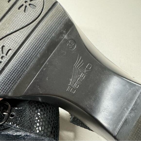 Dansko Black Sparkle Leather Platform Strappy Sandals Womens 39 Comfort Shoes - Picture 9 of 14